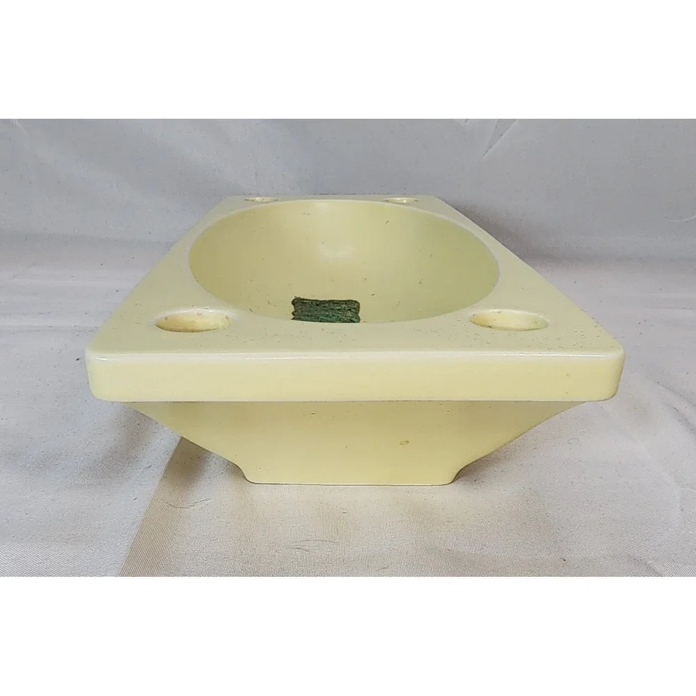Vintage Mid-Century Hyalyn Pottery Yellow Planter Vase Approx. 13x5.5x2 USA #438